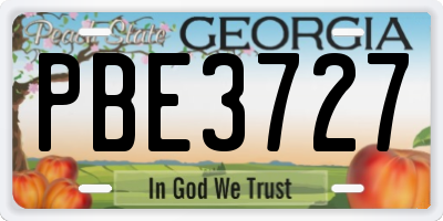 GA license plate PBE3727
