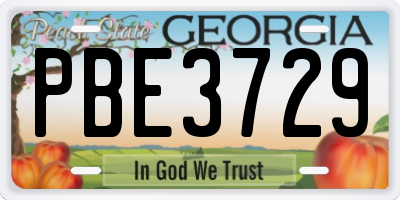 GA license plate PBE3729