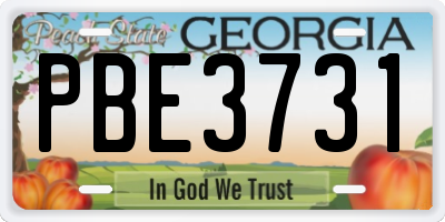 GA license plate PBE3731