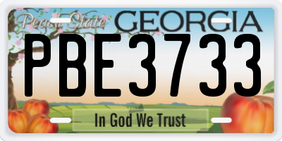 GA license plate PBE3733
