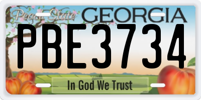 GA license plate PBE3734