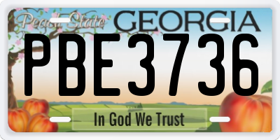 GA license plate PBE3736
