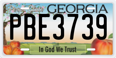 GA license plate PBE3739