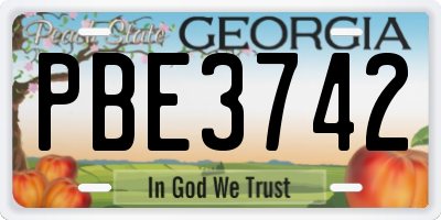 GA license plate PBE3742