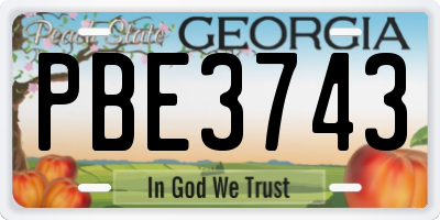GA license plate PBE3743