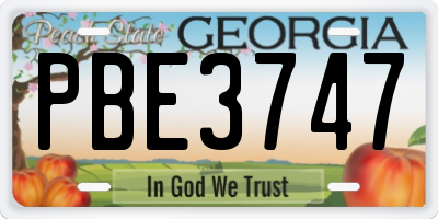 GA license plate PBE3747