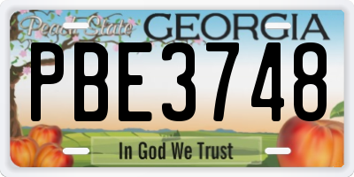 GA license plate PBE3748