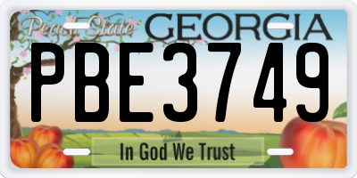 GA license plate PBE3749