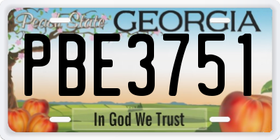 GA license plate PBE3751