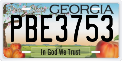 GA license plate PBE3753
