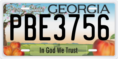 GA license plate PBE3756