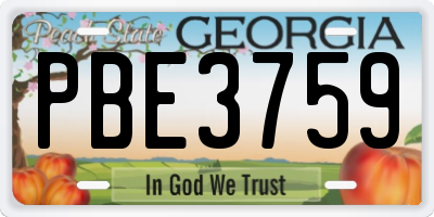 GA license plate PBE3759