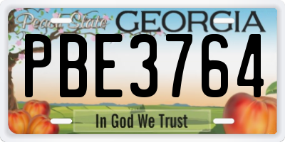 GA license plate PBE3764