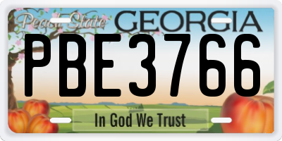 GA license plate PBE3766