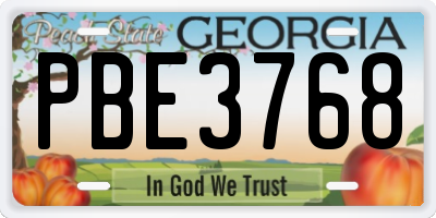 GA license plate PBE3768