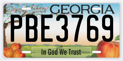 GA license plate PBE3769