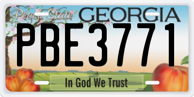 GA license plate PBE3771