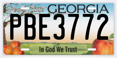 GA license plate PBE3772