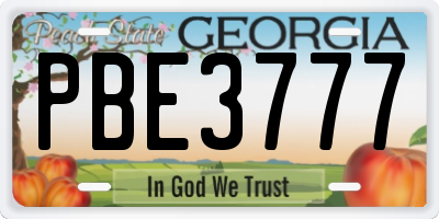 GA license plate PBE3777