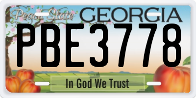 GA license plate PBE3778