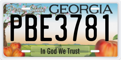 GA license plate PBE3781