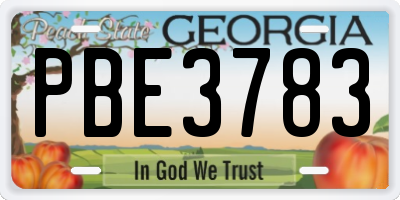 GA license plate PBE3783