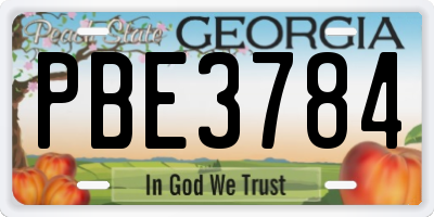 GA license plate PBE3784