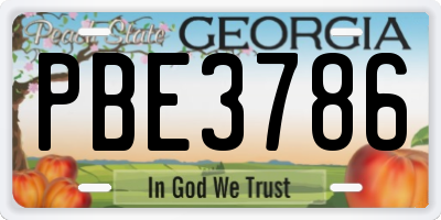 GA license plate PBE3786
