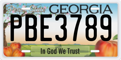 GA license plate PBE3789