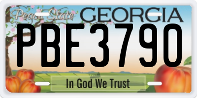 GA license plate PBE3790