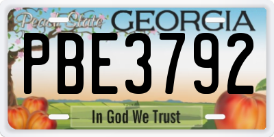 GA license plate PBE3792