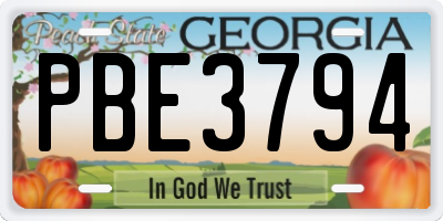 GA license plate PBE3794