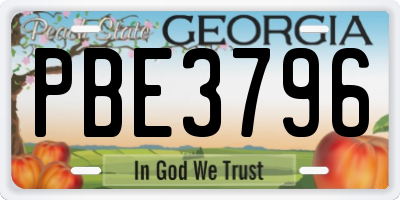GA license plate PBE3796