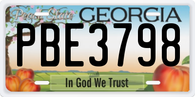 GA license plate PBE3798