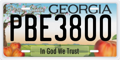 GA license plate PBE3800