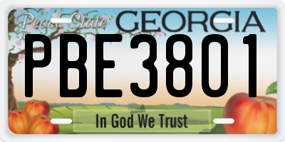 GA license plate PBE3801