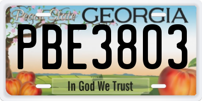 GA license plate PBE3803