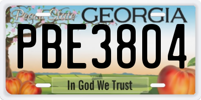 GA license plate PBE3804