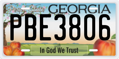 GA license plate PBE3806