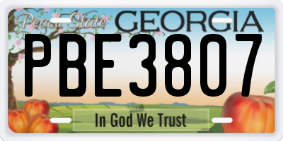 GA license plate PBE3807