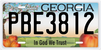GA license plate PBE3812