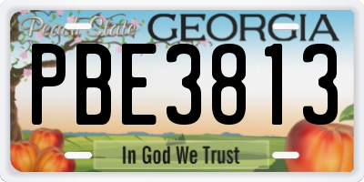 GA license plate PBE3813