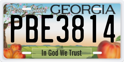 GA license plate PBE3814