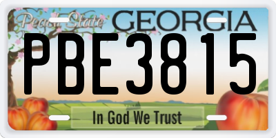 GA license plate PBE3815