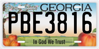 GA license plate PBE3816