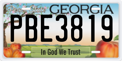 GA license plate PBE3819