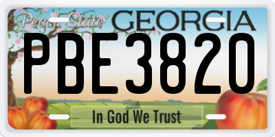 GA license plate PBE3820
