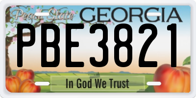 GA license plate PBE3821