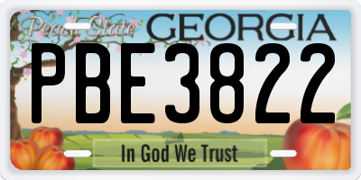 GA license plate PBE3822