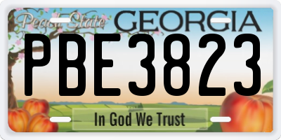 GA license plate PBE3823